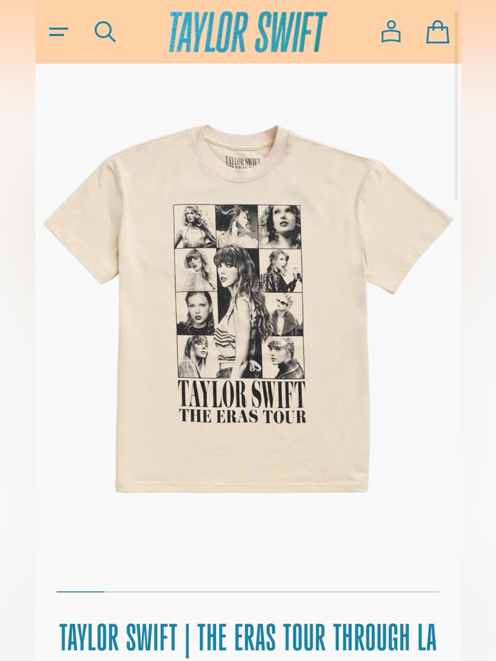 Taylor Swift The Eras Tour Through LA Beige T shirt